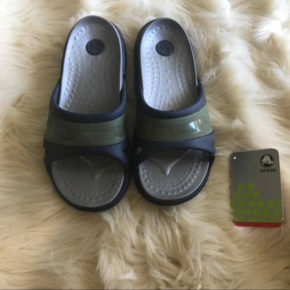 CROCS Other - Crocs pRepair slides - UNISEX - NAVY/SILVER/GREEN